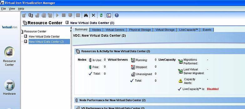 The new VDC appears in the navigation tree. Note that a yellow lock icon briefly show up beside Resource Center and New Virtual Data Center icons.