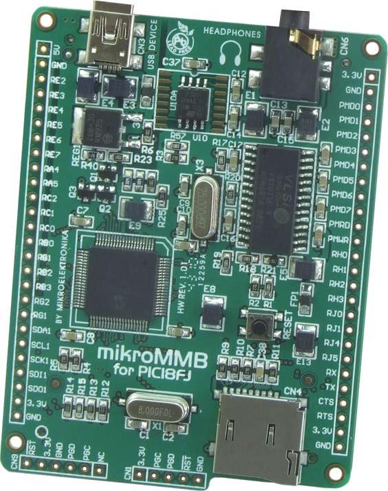 mikrommb for PIC18FJ 13 7.0. Audio module The mikrommb for PIC18FJ features an audio module providing an interface for stereo headphones.