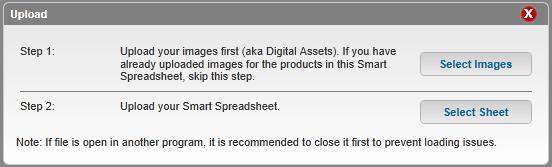 Upload Smart Spreadsheet Through the Add Product Data Menu, select Upload Smart Spreadsheet With My Data 1. Press Select Sheet to upload the document back into the Edgenet Supplier Portal 2.