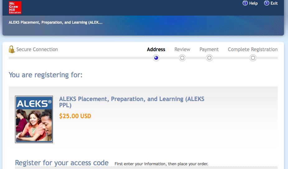 Step 5: You will then be directed to purchase access to ALEKS.