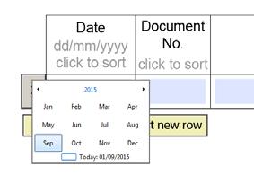 Field functions Choosing a date (using the date picker) When you click on a date field,