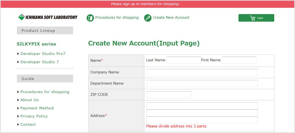 8 4. Go to "Create New Account (Input Page).