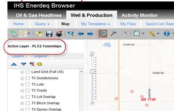 IHS Enerdeq Browser Release Notes 2.3 New Map Feature Active Layer is now displayed.