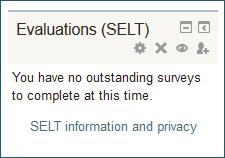 The title bar can be left blank and will make the block undockable. Evaluations (SELT) block To add a block: The Student Experience of Learning and Teaching (SELT) block is an ANU developed block.