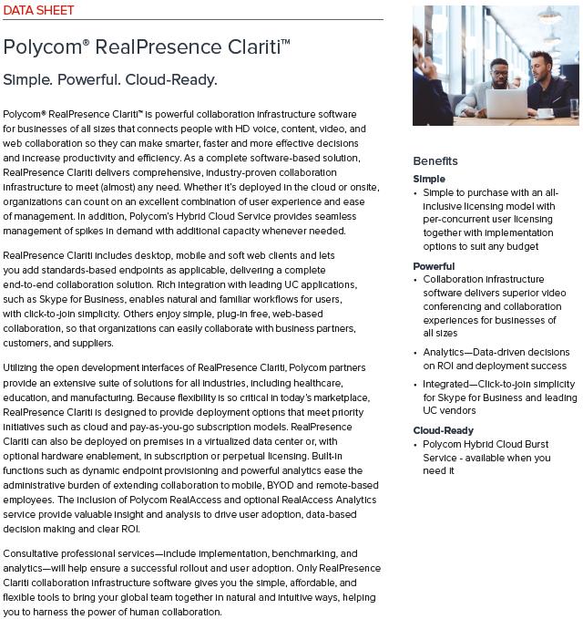Polycom RealPresence Clariti Datasheet E.