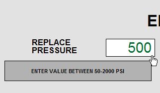 MODIFYING A PARAMETER A. EDIT SCREEN NUMERIC VALUES (Items 1-5 Figure 19) Position the mouse pointer over the parameter to be changed. In the example below, it is positioned over the REPLACE PRESSURE.