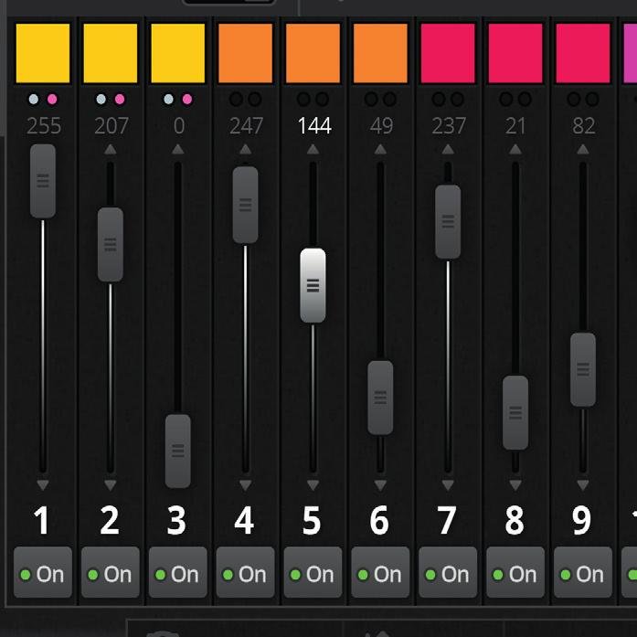 EDIT build palettes effects Build your show with ease using Cameo D4: create a scene, select some lighting fixtures, and set the levels with the faders.