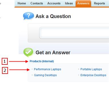 Data Categories in Salesforce.com Answers tab displaying categories By default, all zone members have access to all categories; however, you can specify category visibility.