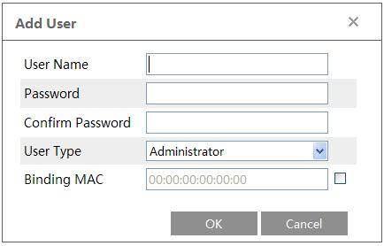 2. Input user name in User Name textbox. 3. Input letters or numbers in Password and Confirm Password textbox. 4. Choose the use type. 5.