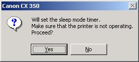 The factory default of the Sleep Timer Setting is 5 minutes, but after the driver installation the timer is re-set for 2 hours. 1 Click the Sleep Timer Setting button.