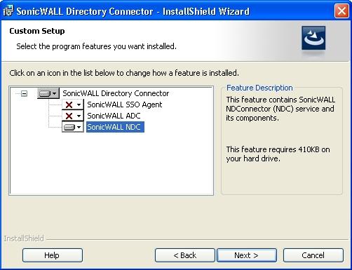 7. Select the destination folder. To use the default folder, C:\Program Files\SonicWALL\DCON, click Next. To specify a custom location, click Change, select the folder, and click Next. 8.
