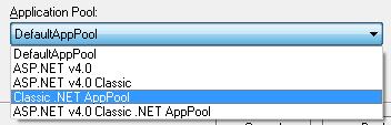 The Virtual Directory is set to QdabraAD by default, but this can be changed if desired. 3. Select the Application Pool you want to use.