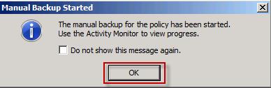 You will now see the Manual Backup dialoge box.