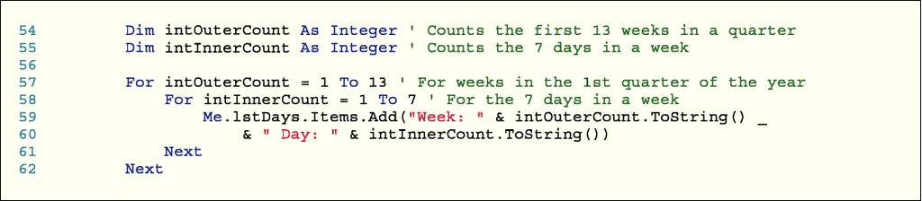 Creating a Nested Loop Any loop can be placed within another loop under the following conditions: Interior loops