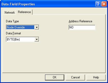 Figure 3 shows the Modbus RTU Define Field dialog box when the special Node Override data type is selected.