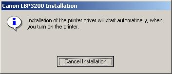 2 Connect the printer to the computer with the USB cable. 6 The message <The printer driver for the following language will be installed. Do you want to continue?> appears.