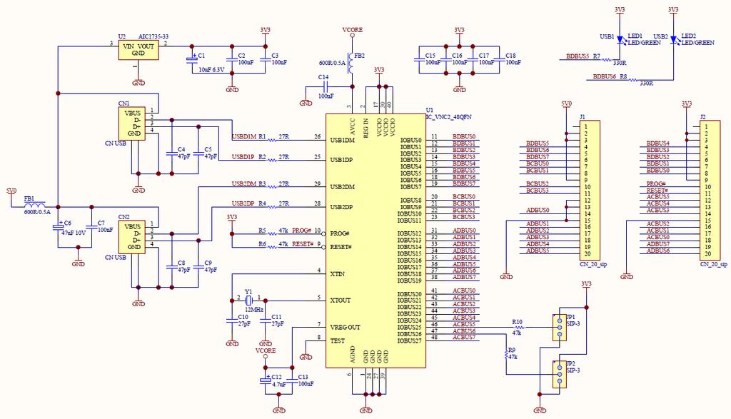 3.2 VNC2-48L1A Equivalent of VNC1L VDIP2 Reference Schematic