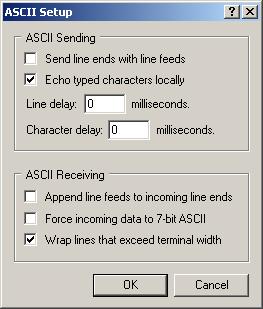Select item File, Features in menu. Select bookmark Setup, in the window, click on ASCII Setup.