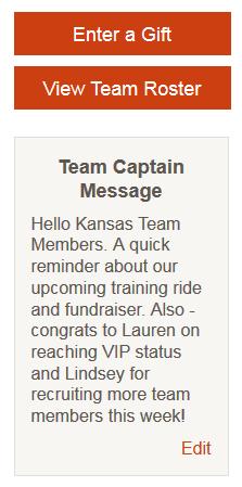 TEAM CAPTAIN S CORNER As a team captain, you have access to additional team captain tools and resources. See below how to utilize these to build and manage your team.