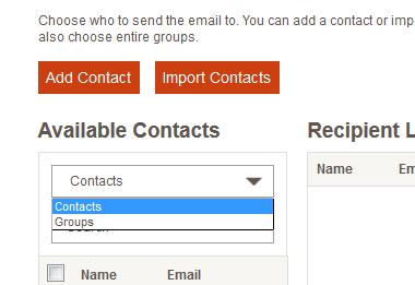 Check Name to select all individuals or groups Reference the section below for details on adding and importing contact.