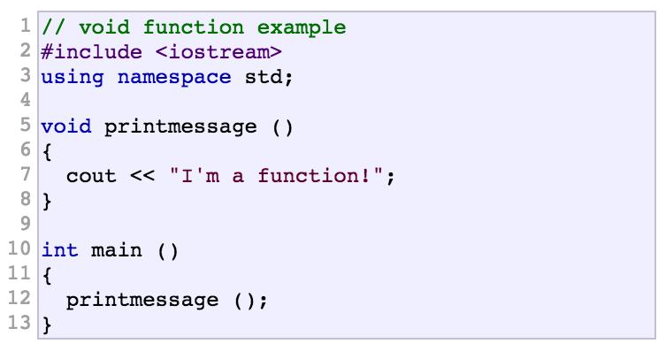 Simple void Func>on Example