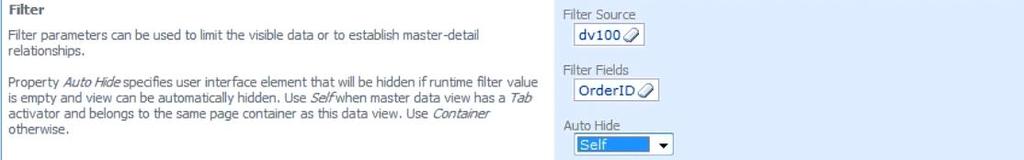 Modal Forms. Next, set Filter Source to be the Orders data controller from the data view dv100.