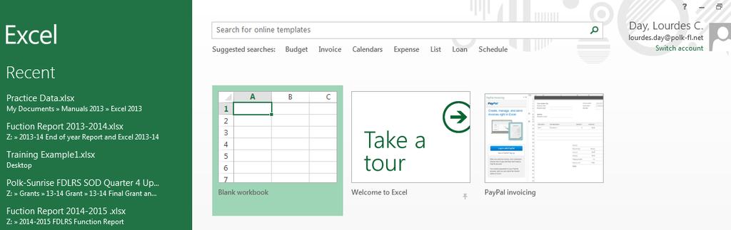 Excel 2013 Launch Excel Click on Start Drag to All Programs Choose Microsoft Office 2013 folder and click on
