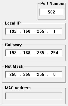 Table 3-2: Network configuration instructions Item Description Port Number TCP/IP Port Number Setting Local IP Local IP Setting Gateway Gateway Setting Net Mask Net Mask Setting MAC Address MAC