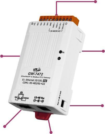 PoE and Ethernet RJ-45 Jack: GW-7472/GW-7473 is equipped with a RJ-45 jack for the 10/100 Base-TX Ethernet port and features networking capability.