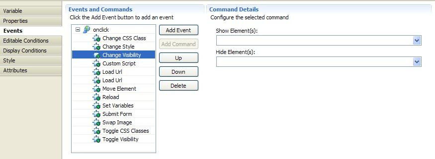 Events and Commands The following table describes the Change Style details: Table 3.4. Change Style Element(s) Required: the element id(s) which to apply the command.