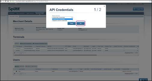 7.1 Getting API credentials Step 1: Click the Get API Credentials button. A popup window will appear.