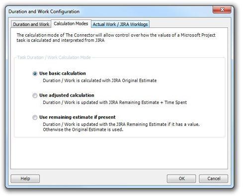 Adjusted Calculation The adjusted calculation mode will take the JIRA remaining estimate and add it to the time spent on the task to calculate the new duration of the task.