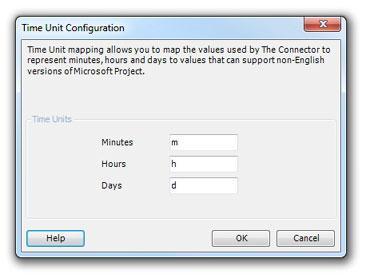 Time Unit Configuration The Time Unit Configuration allows you to map the values for non-english versions of Microsoft Project.