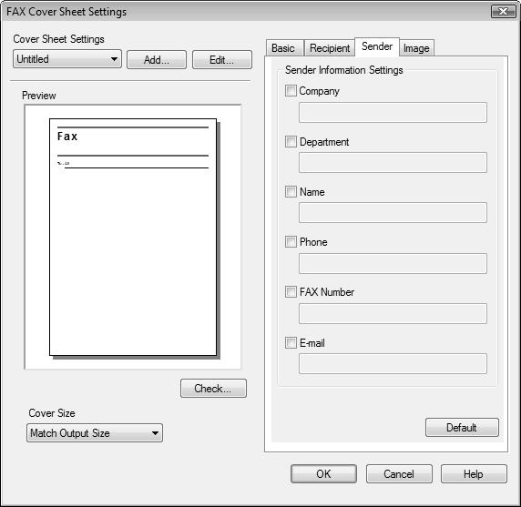 4.1 Sending a fax 4 Item Name [Load Set Information] [Read] Functions Select this button to add the contents entered in the [Company], [Department], [Name], and [FAX Number] under the button.
