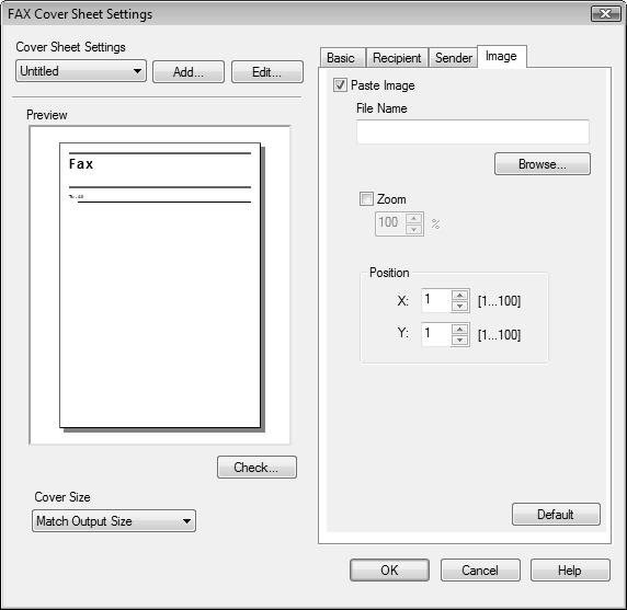% Selecting [Change Each Recipient] allows you to create up to 40 individual cover sheets. % Even if you select [Change Each Recipient], the first cover sheet is displayed in [Preview] as a sample.