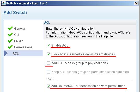 4. If you choose to manually configure the ports on which the ACL will be applied, do so by using a command like the following for the appropriate interfaces: interface <interface_name> ip