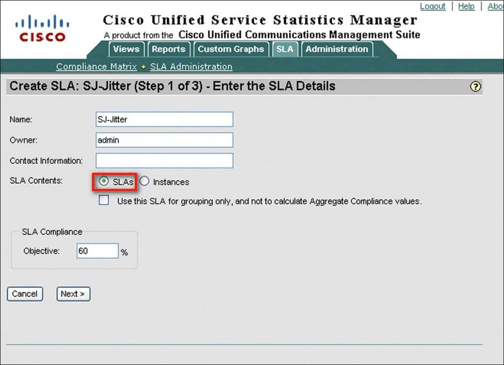1. Click Add in SLA Administration to create the regional SLA (Figure 32).