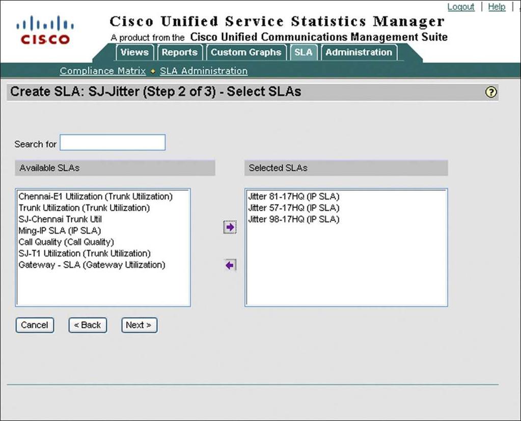 Select the three branch SLAs from the list and click the top arrow (Figure 33).
