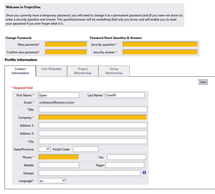 Account Profile First time users must complete all fields highlighted in yellow.