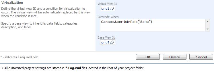 end users. Custom views will replace grid1 at runtime. We ll use Virtual View ID to configure replacement, and use Override When to configure condition for replacement to take place.