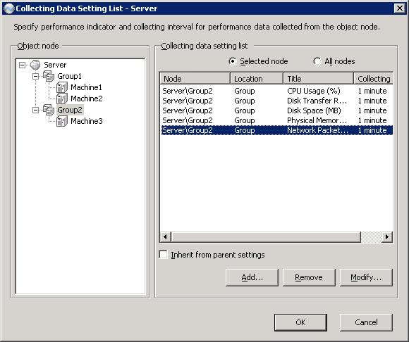 4 Collecting Performance Data 6. Verify that the new settings were applied to the list on the Collecting Data Settings List window. 7. Click OK.