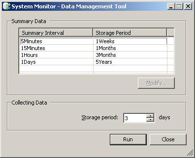 7 Management of Performance Data 7.1. Data Management Tool This section describes how to change the data storage period and perform data summarization. 1.