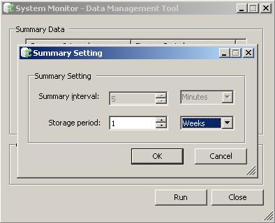 Data Management Tool Note: Make these settings so that the storage periods for the summary data items satisfy the
