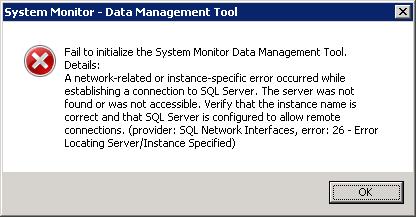 What to do if the SystemMonitor data management tool might not start 9.8.