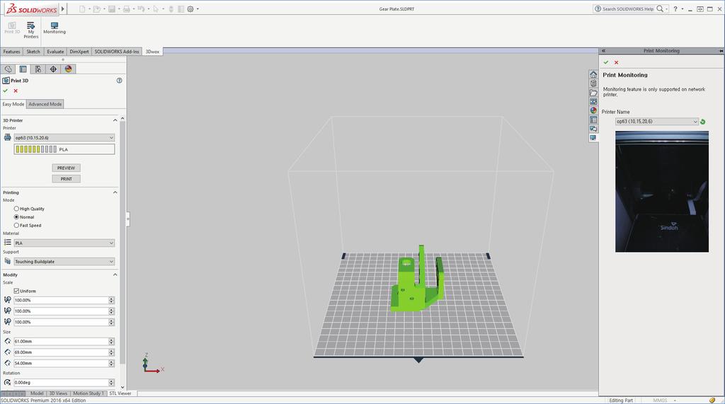 While SolidWorks model is open, click Print 3D on the 3DWOX tab.