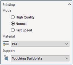 <Printing> When printing a model, you can select the quality and the speed using by setting in advance.
