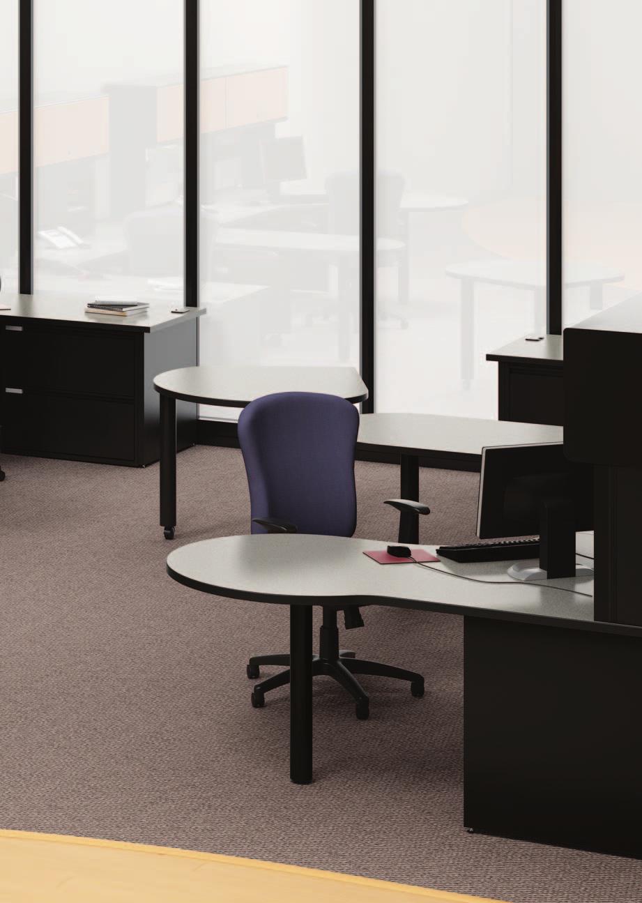 WorkZone joins function with aesthetic statement through a wide range of colorful laminates and panel fabrics.