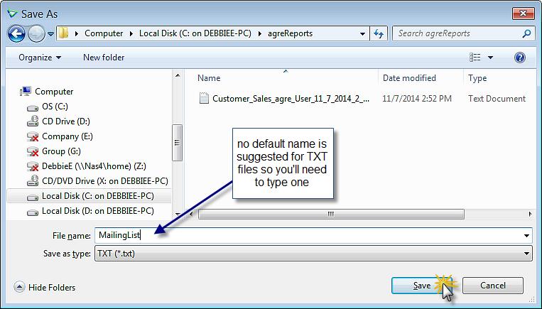 Type a name for the export file (no default