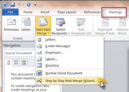 Create the Mailing Labels in Microsoft Word open
