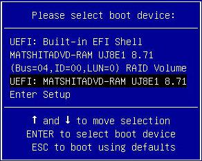 4 Within the Boot Menu, Select the UEFI